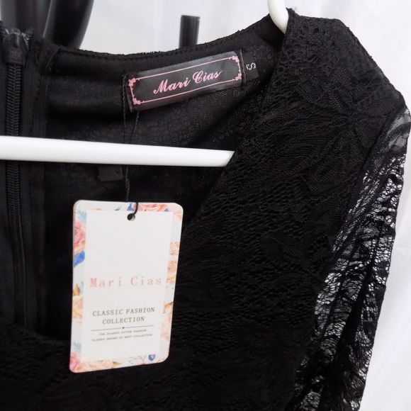 Mari Cias Women's V-Neck Dress Black Cocktail S - Picture 3 of 5